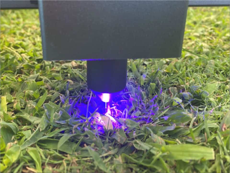 Advanced weed detection sensor using UV light to identify and monitor weed growth in agricultural fields for effective weed management.