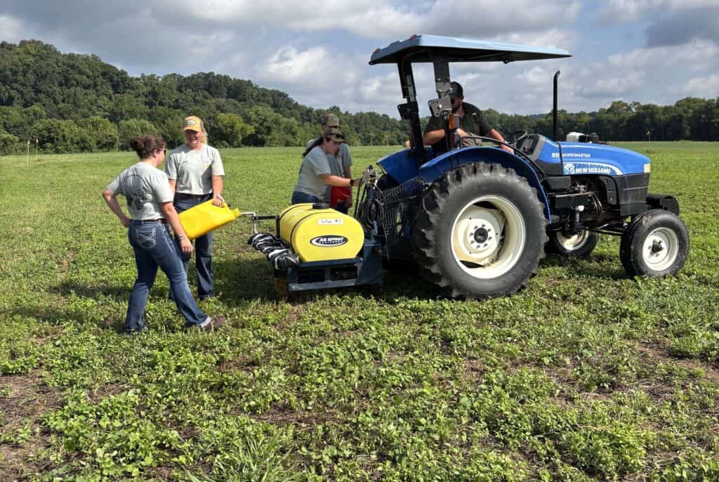 Weed Contest participants competed in the Team Sprayer Calibration category of the 2026 Southern Weed Science Society Weed Contest held at the University of Tennessee on August 5. Photo by Kimmy Mann.
