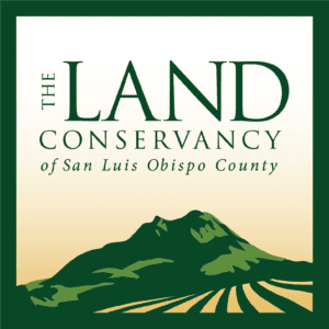 Logo of The Land Conservancy of San Luis Obispo County featuring a mountain and farmland illustration.